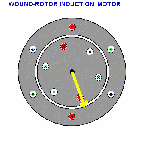 Schematic diagram of a round-rotor induction motor