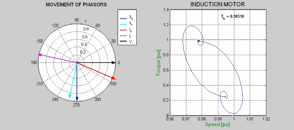 Space vector motion in an induction motor under step loads