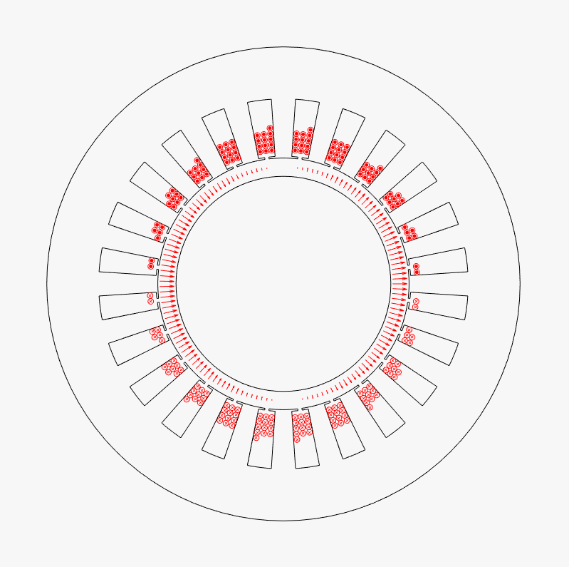 Phase-a winding and its radial air-gap magnetic-field arrows