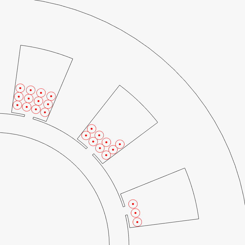 Detail of phase-a conductors in the twelve-slot winding